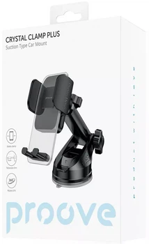 Автодержатель для телефона Proove Crystal Clamp Plus Suction Type Car Mount Black (555490001)
