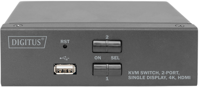 Przełącznik KVM Digitus 2 Port 4K HDMI Black (DS-12870)