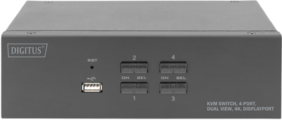 KVM-перемикач Digitus 4 Port 4K DisplayPort Black (DS-12882)