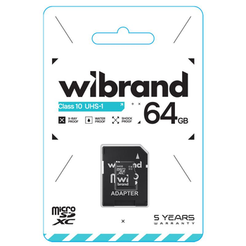 Карта памяти micro-SDXC 64Gb Wibrand Class10 UHS-1 + adapter SD (58656)