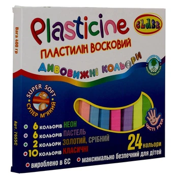 Пластилін СLASS Чисті руки 24 кольори 400 г ECO (7655C)