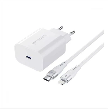 Мережевий Зарядний Пристрій Proove Rapid 20W (Type-C) + Кабель Type-C to Lightning White
