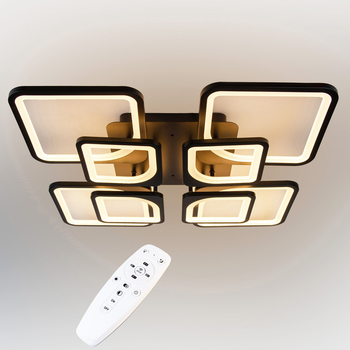 Потолочная LED люстра, светильник светодиодный черный Sunlight 5631/4+4