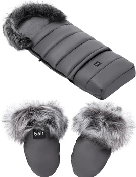 Конверт зимний Bair Arctic + варежки с мехом Графит