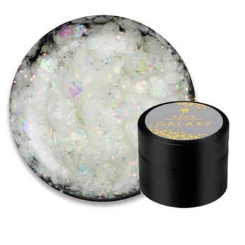Глиттерный гель Saga Professional Galaxy Glitter 09 прозрачный с голографическими молочными глиттерными частичками 8 мл (2100994270361)