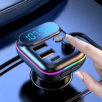 FM-модулятор C29 трансмиттер с LED дисплеем Bluetooth 5.0 RGB подсветка Автомобильная быстрая зарядка 20w 2 USB и Type C