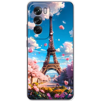 Силиконовый Чехол с Картинкой для OPPO Reno 12 Принт (Париж, Эйфелева Башня) (59591-ysm035)