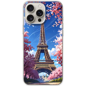 Силиконовый Чехол с Картинкой для iPhone 16 Pro Max Принт (Париж, Эйфелева Башня) (58618-ysm036)