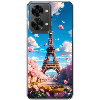 Силиконовый Чехол с Картинкой для OnePlus Nord 2T Принт (Париж, Эйфелева Башня) (59577-ysm035)