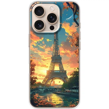 Силиконовый Чехол с Картинкой для iPhone 16 Pro Принт (Париж, Эйфелева Башня) (58617-ysm037)