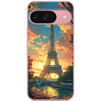 Силиконовый Чехол с Картинкой для Google Pixel 9 Принт (Париж, Эйфелева Башня) (59485-ysm037)