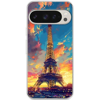 Силиконовый Чехол с Картинкой для Google Pixel 9 Pro Принт (Париж, Эйфелева Башня) (59487-ysm038)