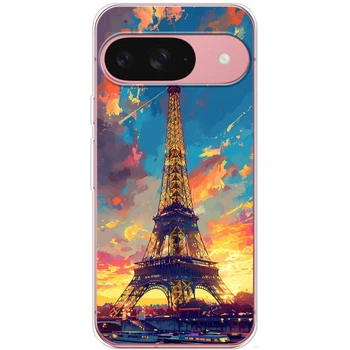 Силиконовый Чехол с Картинкой для Google Pixel 9 Принт (Париж, Эйфелева Башня) (59485-ysm038)