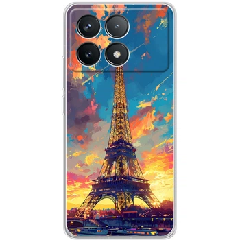 Силиконовый Чехол с Картинкой для Xiaomi Poco F6 Pro Принт (Париж, Эйфелева Башня) (58096-ysm038)