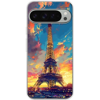 Силиконовый Чехол с Картинкой для Google Pixel 9 Pro XL Принт (Париж, Эйфелева Башня) (59486-ysm038)