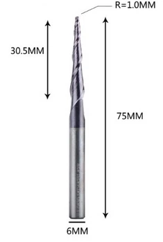 Фреза конусная для ЧПУ R1-D6-L75-l30,5