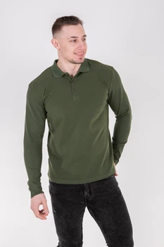 Рубашка поло мужская с длинными рукавами TvoePolo однотонное XXXXL Хаки (5719-26xxxxl)