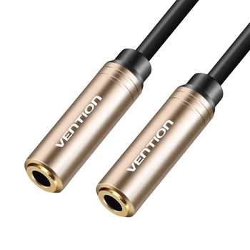 Подовжувач AUX аудіокабель Vention 3.5 мм-3.5 мм TPE F/F 0.3 м Black (BFABY)