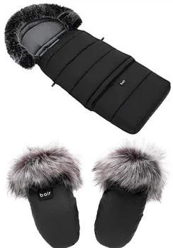 Конверт зимний Bair Arctic + варежки с мехом Черные
