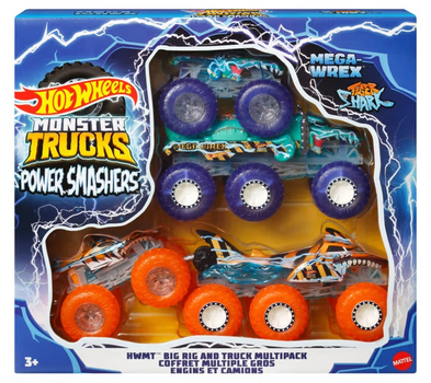 Нaбір гоночних машинок Hot Wheels Monster Trucks Power Smashers Toy Truck & Big Rig Multipack 4 шт (194735247776)