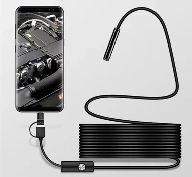 Цифровий ендоскоп автомобільний для смартфона ПК 5,5 мм 3в1 micro USB/USB/Type-C гнучкий 2м