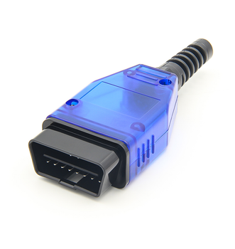 Универсальный разъем-колодка OBD2 16 Pin типа «папа» big, синий