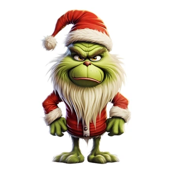 Ростова наклейка на Новий Рік "Грінч / Grinch у шапці - викрадач Різдва." 80 см - без контурної обрізки