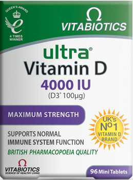 Дієтична добавка Vitabiotics Ultra Vitamin D3 4000 IU 96 таблеток (5021265247950)