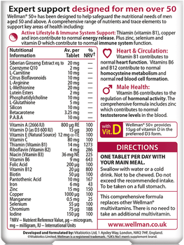 Suplement diety Vitabiotics Wellman 50+ dla mężczyzn po 50 roku życia 30 tabletek (5021265223510)