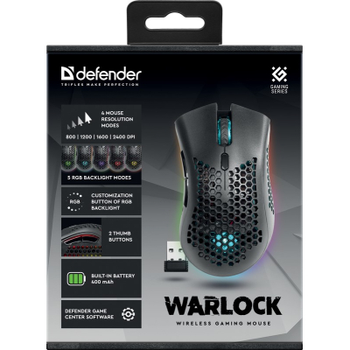 Мышка Defender Warlock GM-709L RGB Wireless Black (52709)