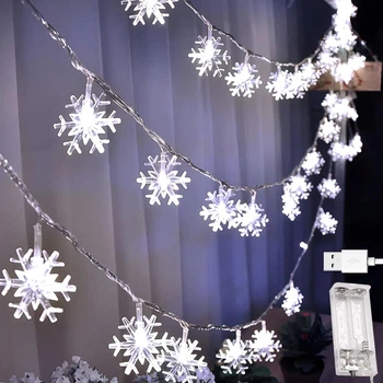 Світлодіодна гірлянда "Сніжинки" 20 LED, 3м, на батарейках АА і від USB, Білий