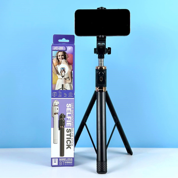 Монопод трипод на штативі 170 см для камери, Gopro або телефону з пультом ДУ JC-20 Selfie Stick Чорний