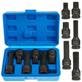 Набор ударных бит SPLINE 1/2" M14-M18 VAG 6 шт Silver S11038