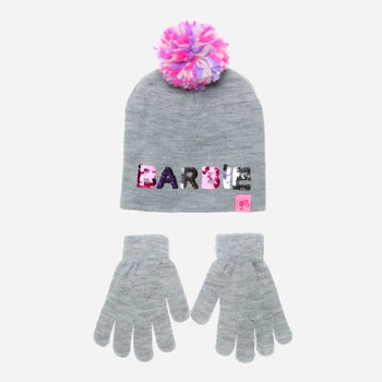 Детский демисезонный комплект (шапка + перчатки) для девочки Disney Barbie XH4147 54 см Светло-серый (3609087278332)
