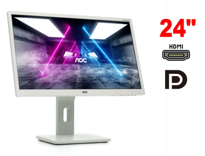 Монитор AOC I2475PXQU / 24" (1920x1080) IPS / 1x HDMI, 1x DP, 1x DVI, 1x VGA, 2x Audio, 3x USB 3.0, 2x USB 2.0 / 2x 2W / VESA 100x100 / Pivot б/у