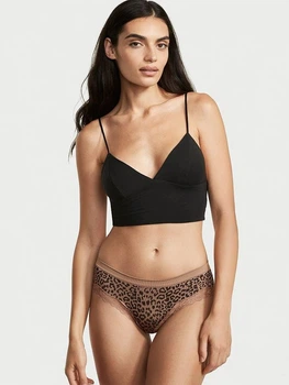 Трусики в рубчик Victoria's Secret Seamless Ribbed Hiphugger Panties M Леопардові (26468691)