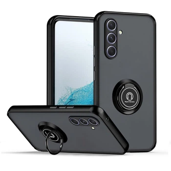 Чехол Fiji Colorframe для Samsung Galaxy A35 5G (A356) матовый бампер с кольцом подставкой Black