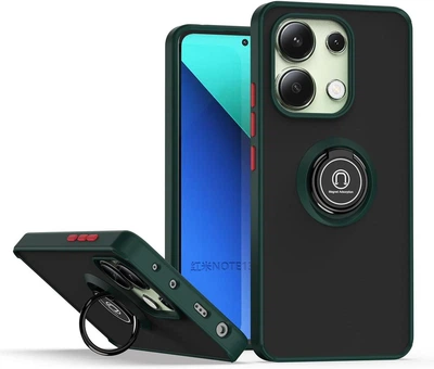 Чехол Fiji Colorframe для Xiaomi Redmi Note 13 матовый бампер с кольцом подставкой Green