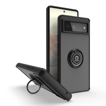 Чехол Fiji Colorframe для Google Pixel 6 матовый бампер с кольцом подставкой Black