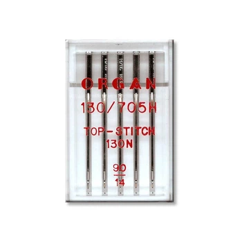 Иглы швейные для штопки и вышивки ORGAN TOP-STITCH №90 пластиковый бокс 5штук для бытовых швейных машин (7048)