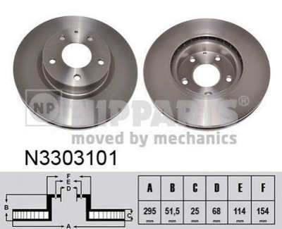 Гальмівні диски NIPPARTS N3303101 Mazda 3, CX-3 B45G33251A, BJT233251A, BKC533251