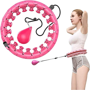 Hula Hoop хулахуп, регульований фітнес-обруч з гравітаційною кулею 360. Рожевий.