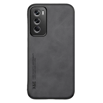 Кожаный чехол - накладка X&E для Oppo Reno12 5G с металлической вставкой black