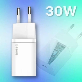 Сетевое зарядное устройство Baseus Quick Charger адаптер Type-C с быстрой зарядкой 30W, Белый