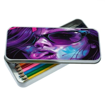 Пенал школьный для мальчика и девочки металлический girl 7*18 см Silver