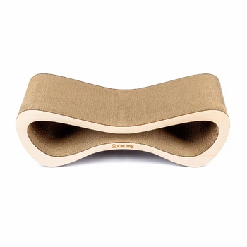 Когтеточка из картона усиленного с деревянным фасадом Cat Joy Loft Beige Wood 70х22х29 см