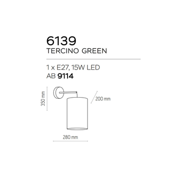 Бра TERCINO 6139 TK-Lighting черный / бирюзовый, золотой