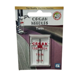 Иглы швейные двойные универсальные ORGAN TWIN №100/4 для бытовых швейных машин блистерная упаковка (6999)