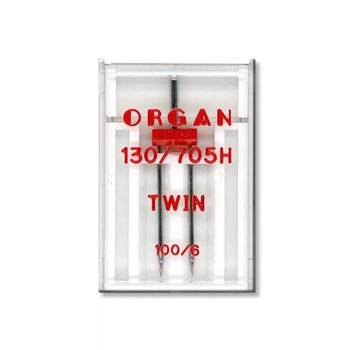 Иглы швейные двойные универсальные ORGAN TWIN №100/6 пластиковый бокс для бытовых швейных машин (7045)