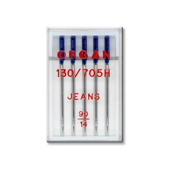 Иглы швейные для джинса ORGAN JEANS №90 пластиковый бокс 5 штук для бытовых швейных машин (7049)